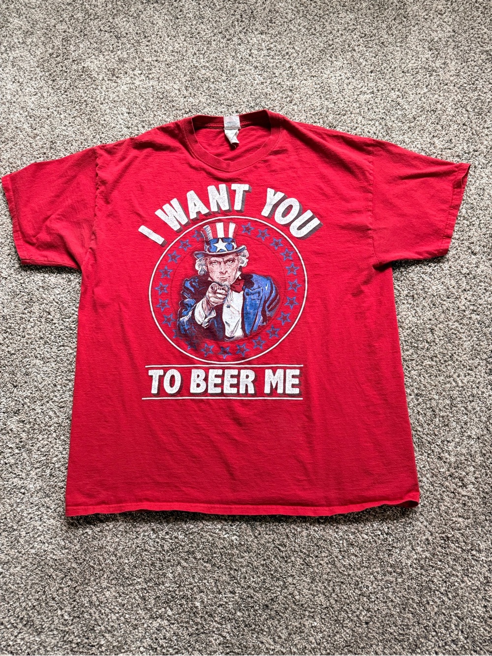 Red Graphic Tee with Uncle Sam